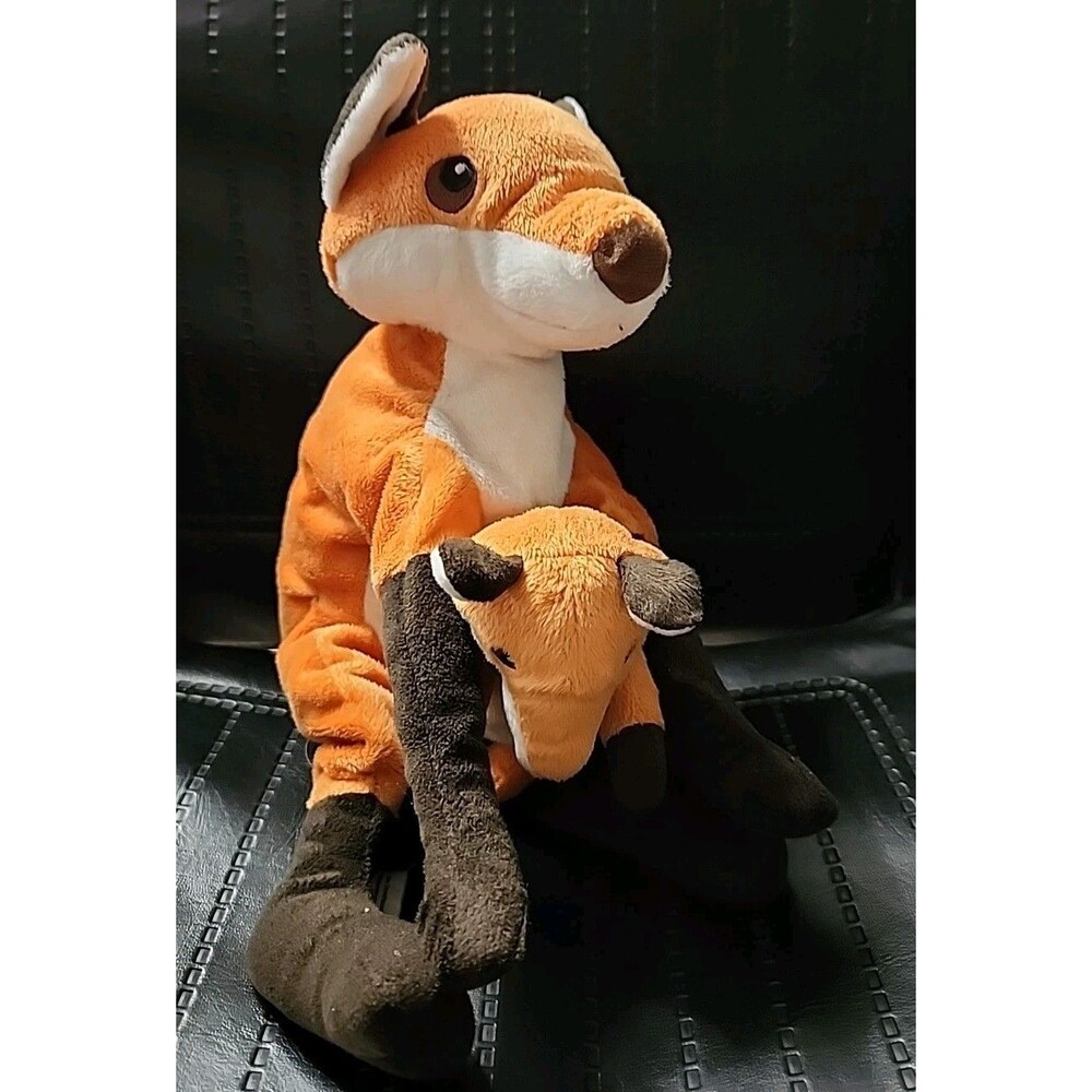 IKEA Vandring RAV Orange Fox Mother 13” and Baby 8" Plush Stuffed Animal Set